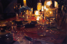 Frank Bauer - Stillleben (auf roter Tischdecke 1)