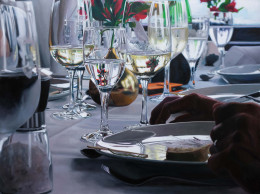 Frank Bauer - Stillleben (mit Wein und Wassergläsern)